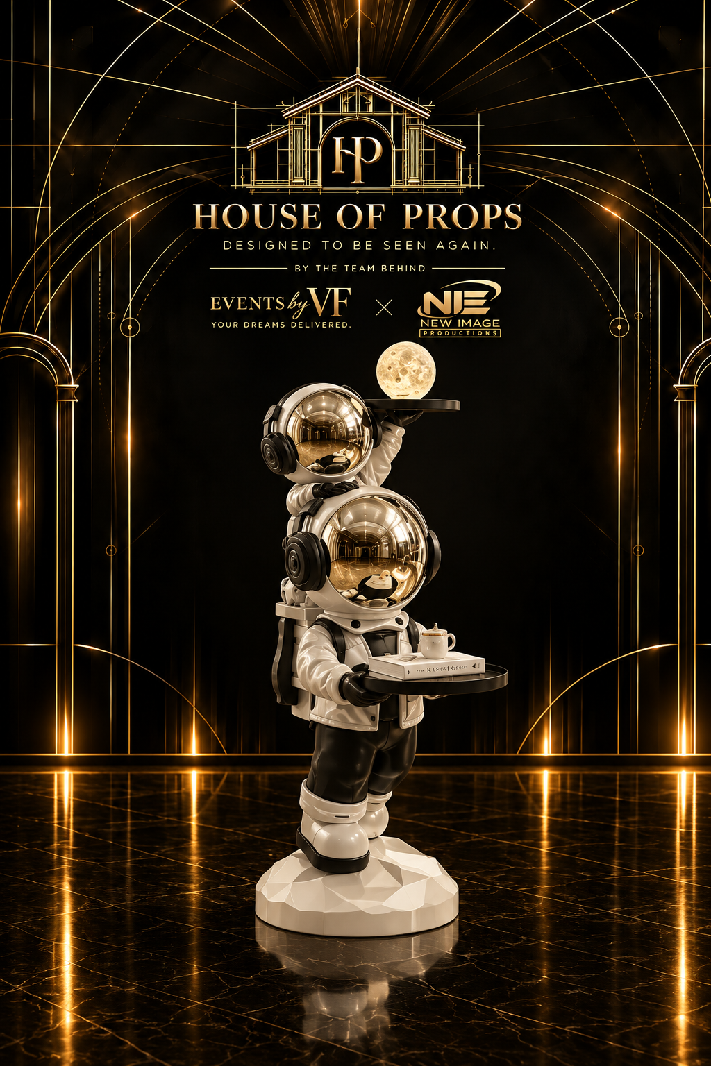 Astronaut Serving Display — Tables & Display available to rent from House of Props NY