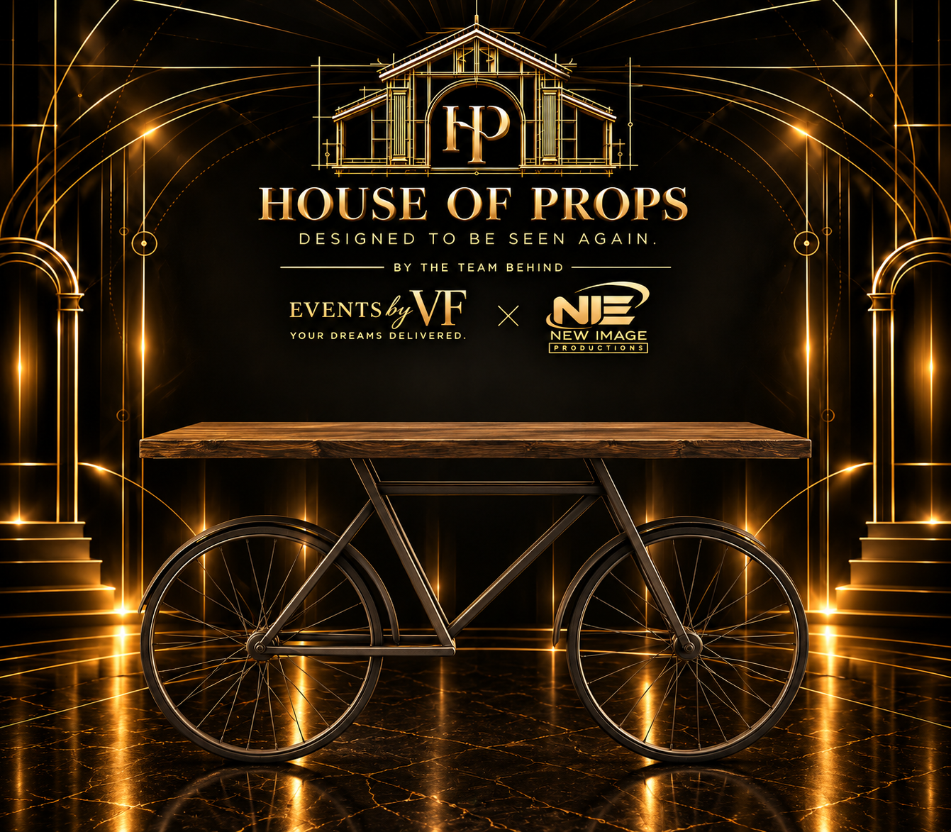Bicycle Display Table — Tables & Display available to rent from House of Props NY