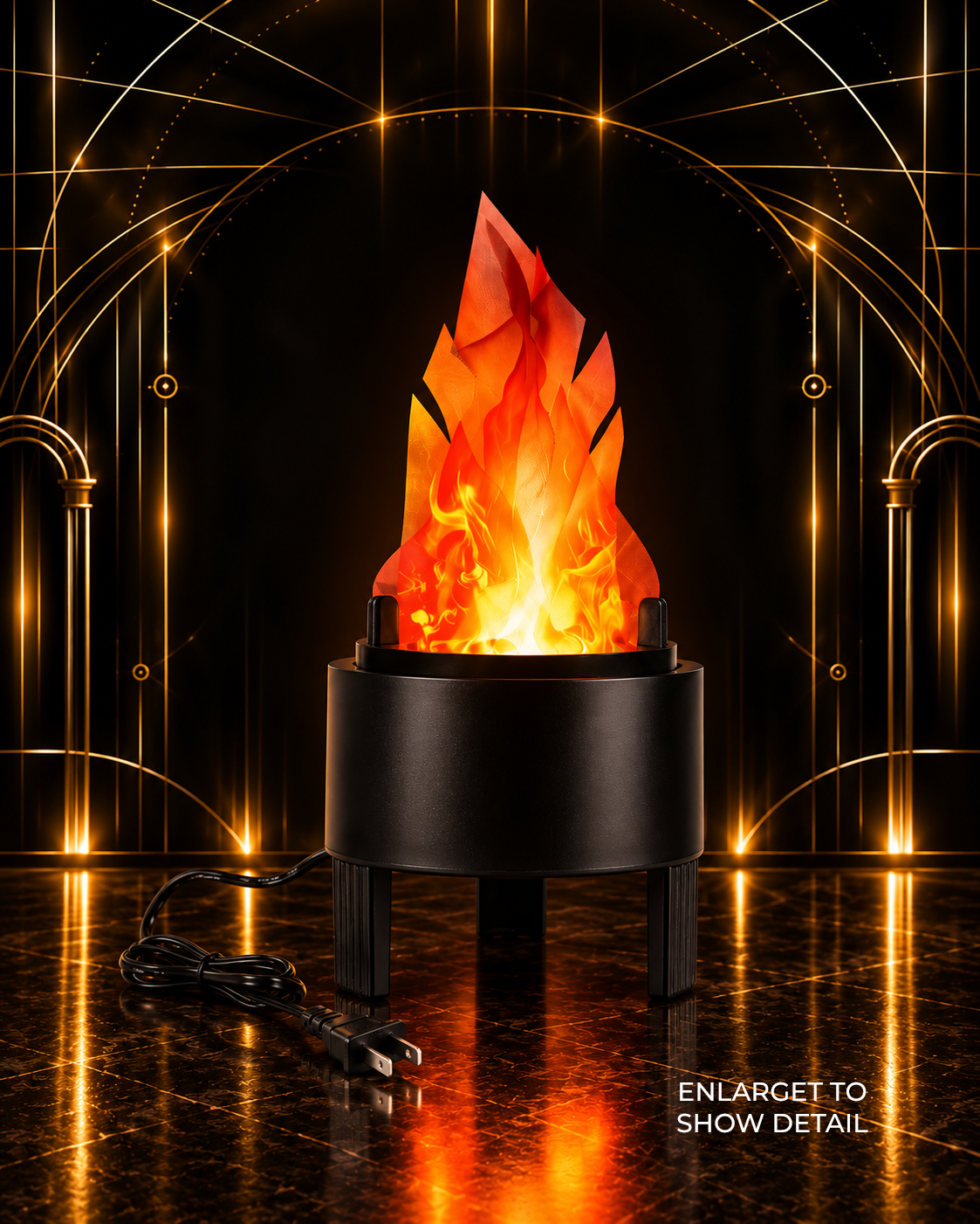 Electric Flame Effect Prop in black, orange — Lighting & Effects available to rent from House of Props NY