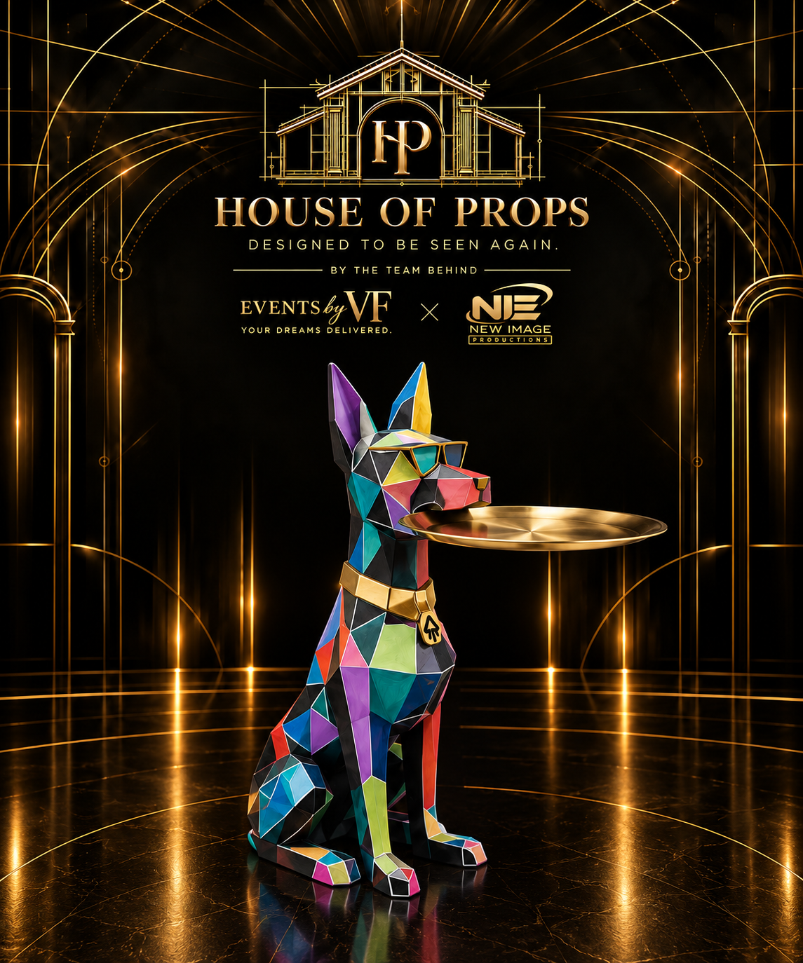 Geometric Dog Serving Tray — Other available to rent from House of Props NY