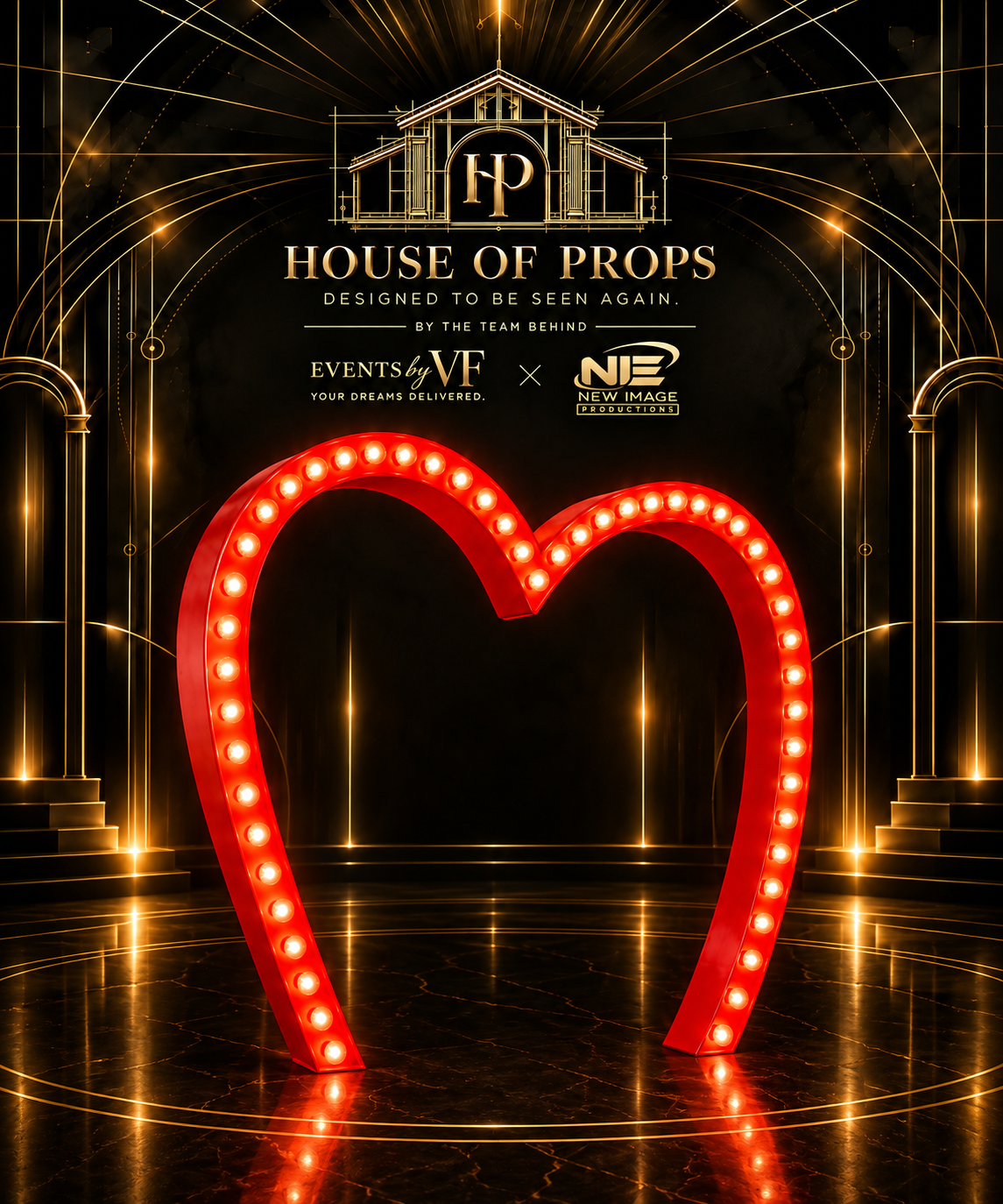 Illuminated Heart Arch — Backdrops & Arches available to rent from House of Props NY