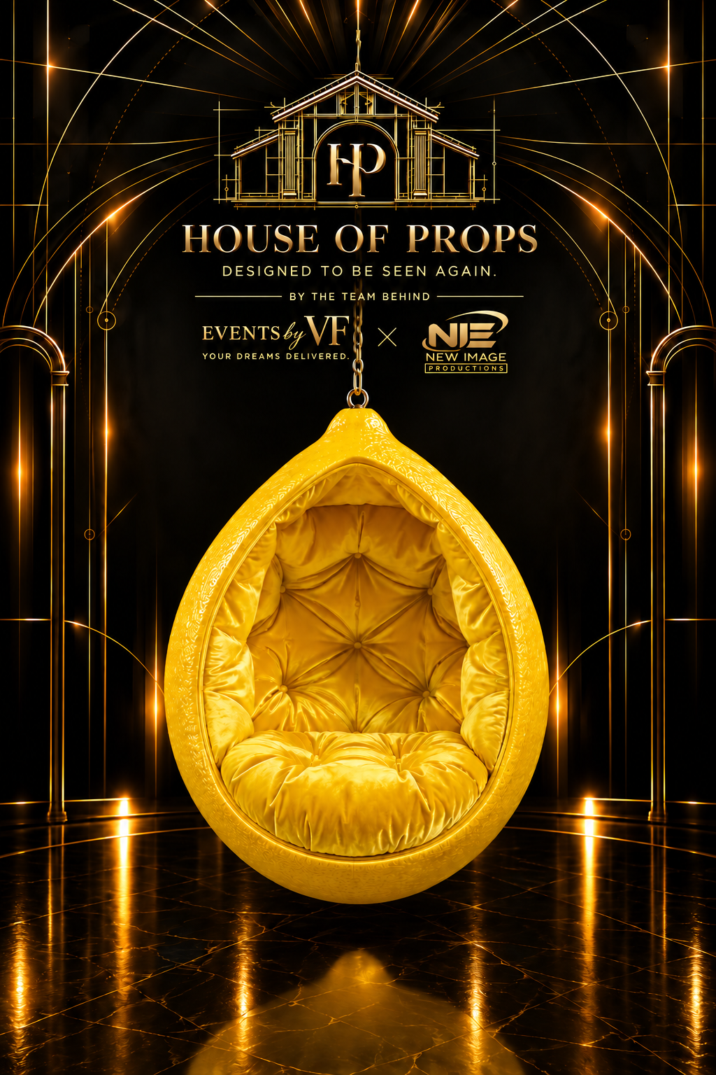 Lemon Hanging Chair — Seating & Lounge available to rent from House of Props NY
