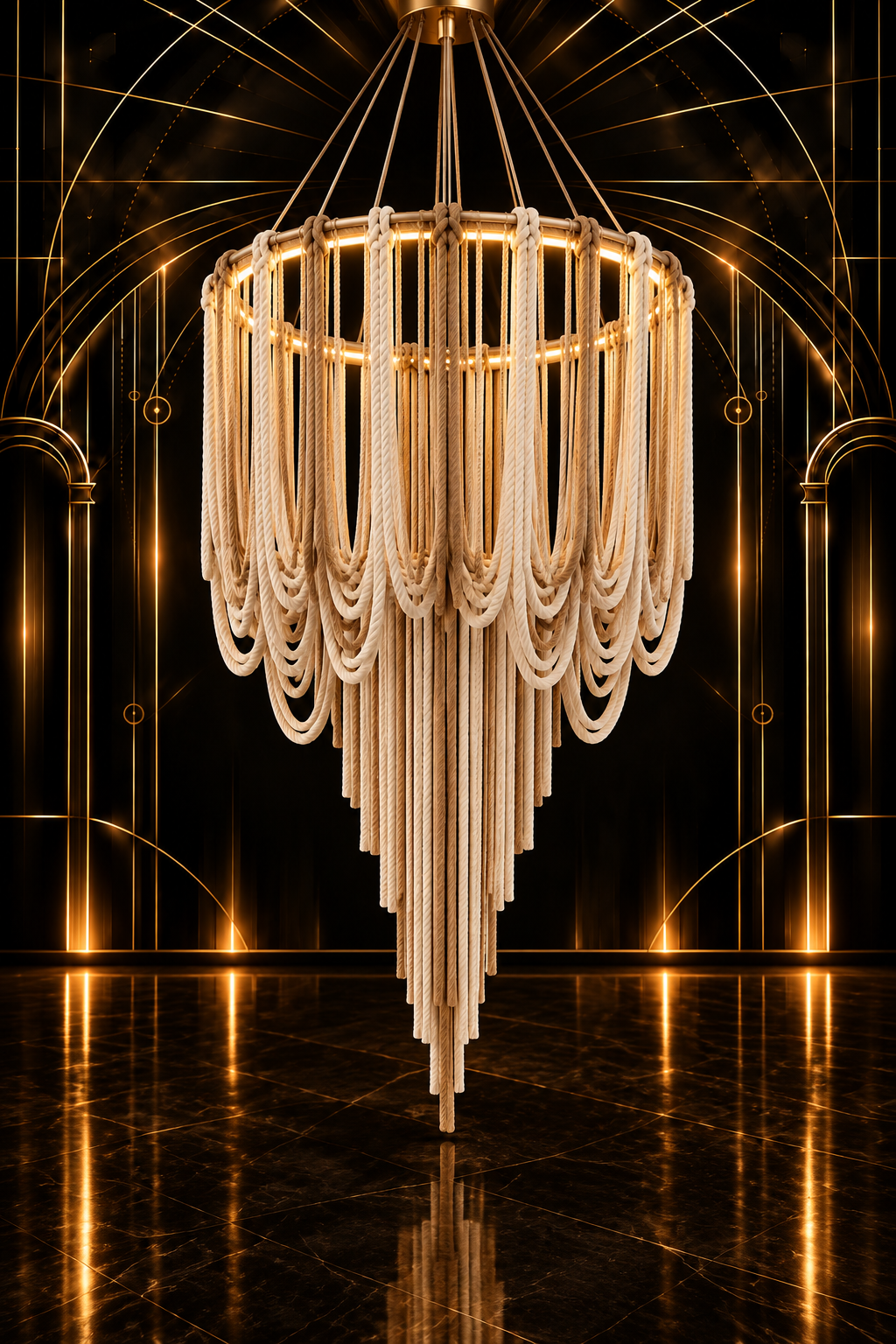 Macramé Rope Chandelier — Lighting & Effects available to rent from House of Props NY