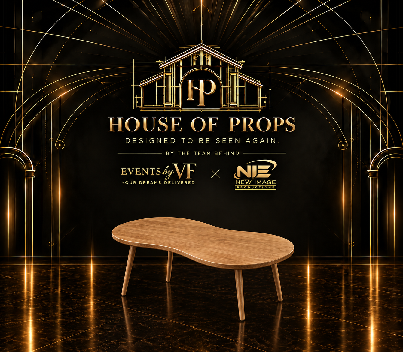 Organic Wooden Coffee Table — Tables & Display available to rent from House of Props NY
