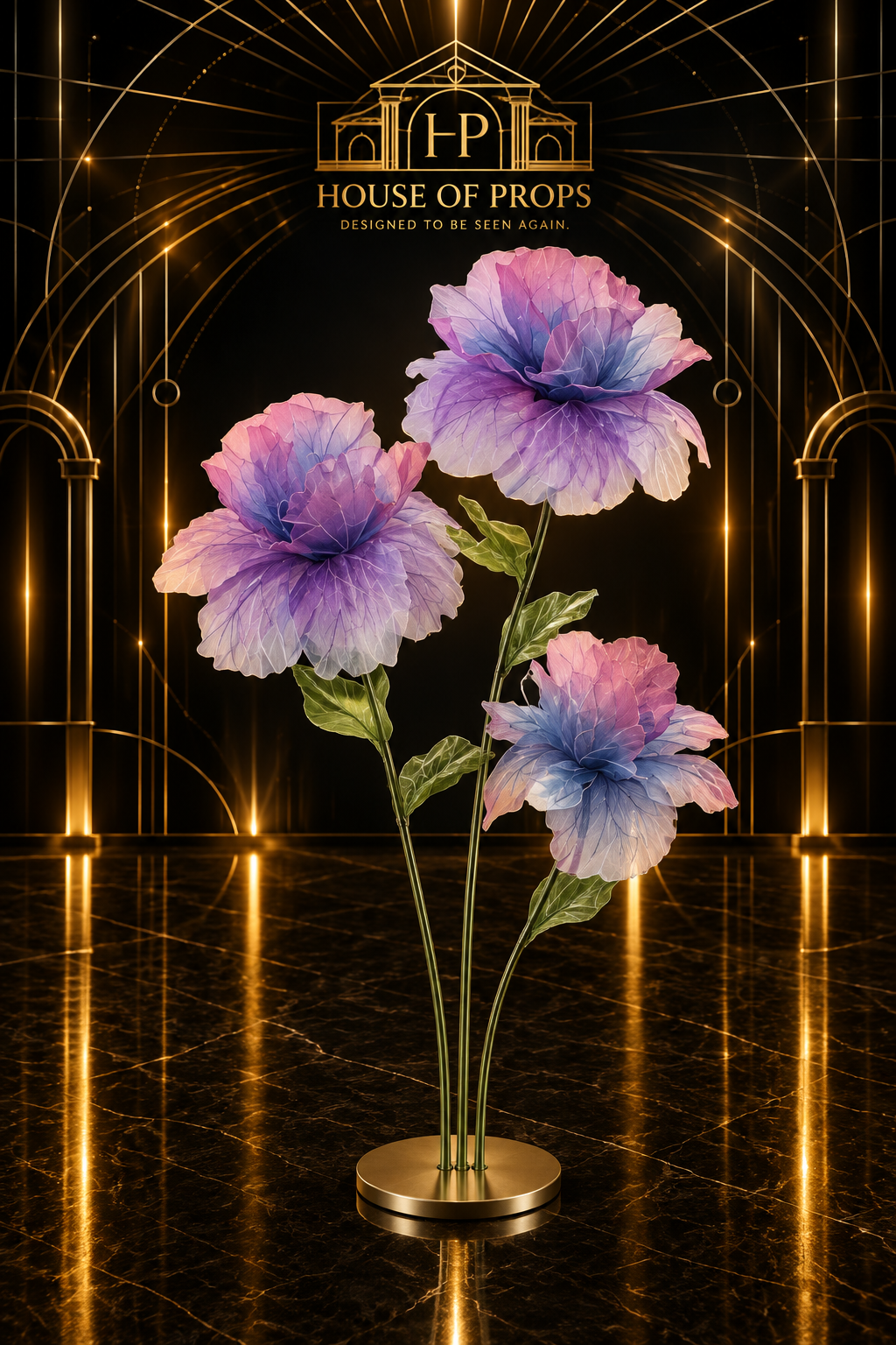 Oversized Floral Display in purple, pink — Large Installations available to rent from House of Props NY