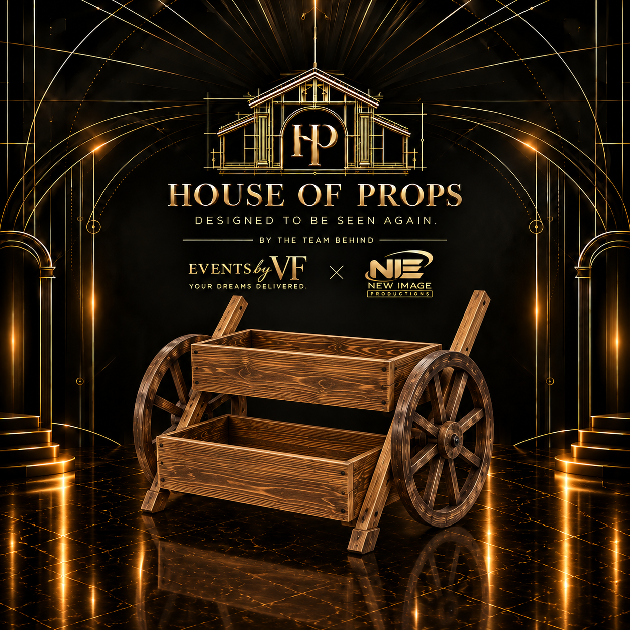 Rustic Wagon Display Stand — Tables & Display available to rent from House of Props NY