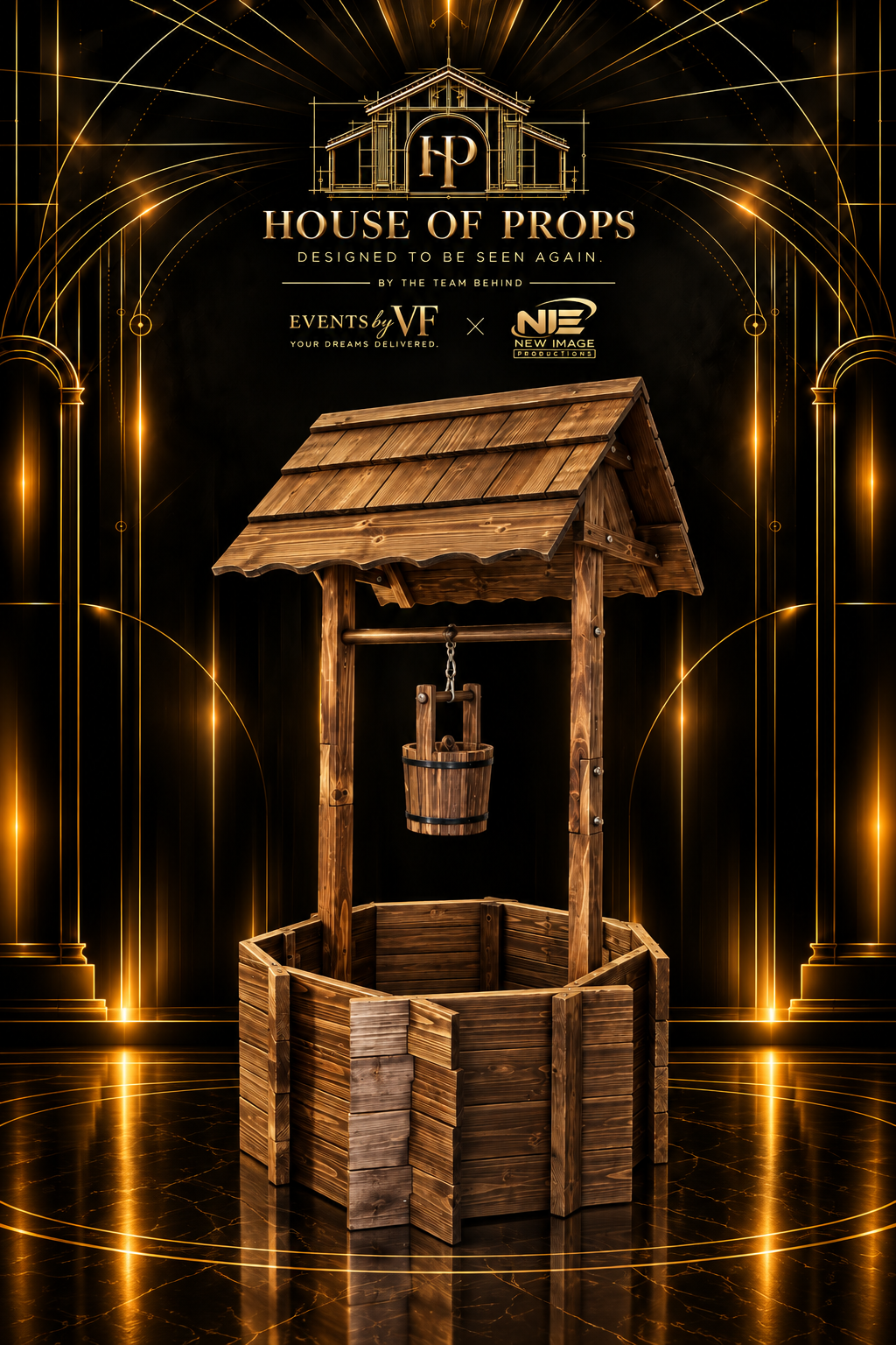 Rustic Wooden Wishing Well — Large Installations available to rent from House of Props NY
