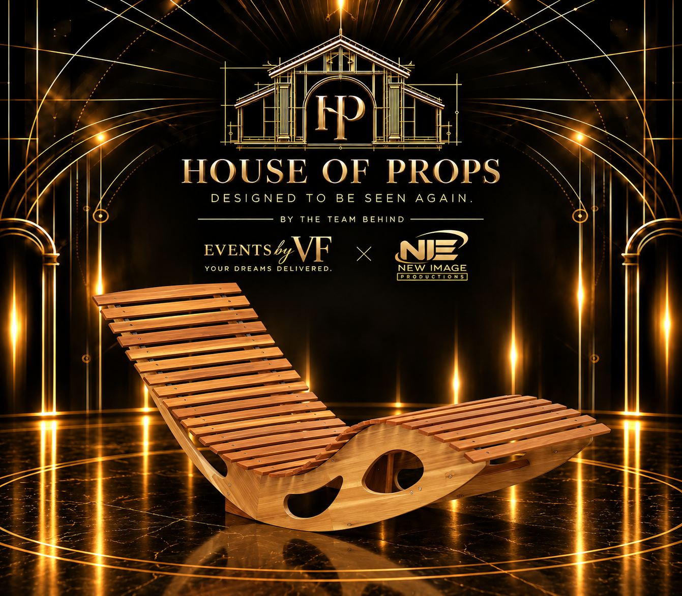 Sculptural Wooden Chaise Lounge — Seating & Lounge available to rent from House of Props NY