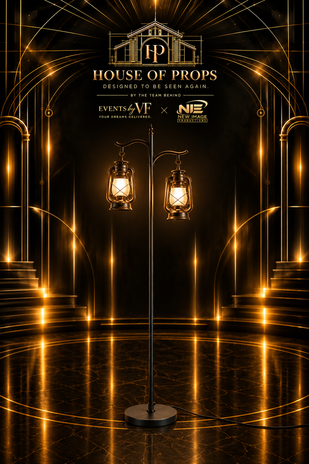 Vintage Double Lantern Stand — Lighting & Effects available to rent from House of Props NY