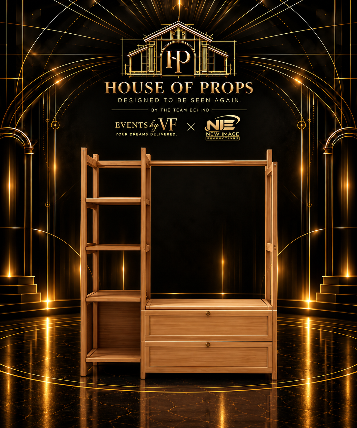 Wooden Display & Wardrobe Unit — Tables & Display available to rent from House of Props NY